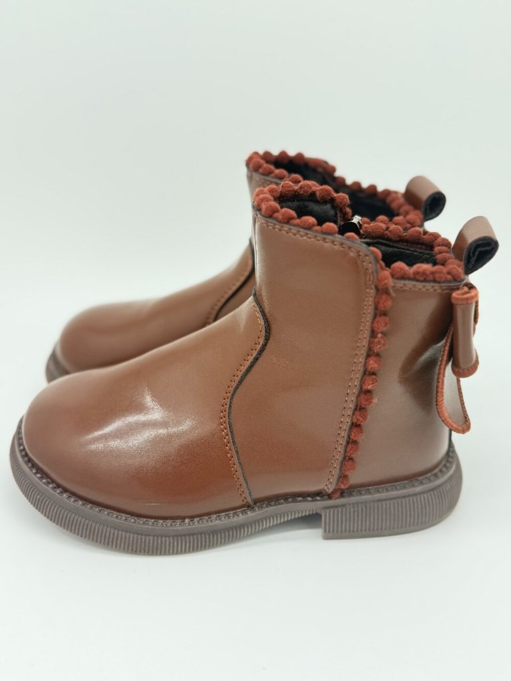 Girls Kids Size 12 Brown Bow Boots Coquette Quiet Luxury Cottagecore 3937